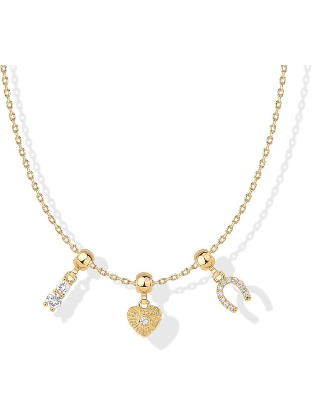 Dainty Gold Plated Charm Necklace for Women, Cute Pendant Jewelry Gift